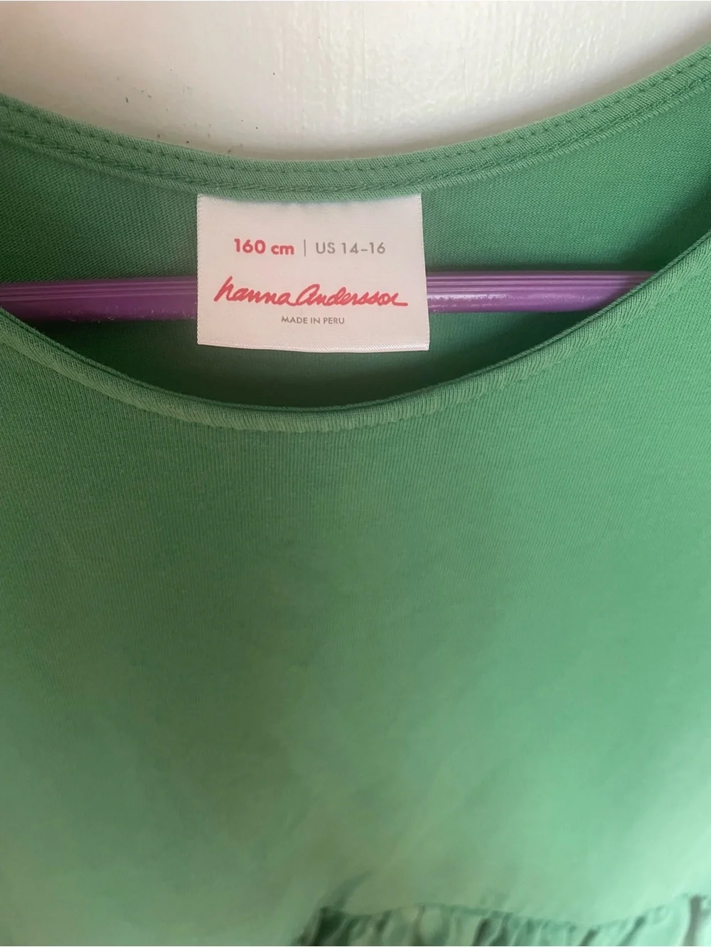 Hanna Andersson Solid Green Short Sleeve Twirl Dress Girls Size 14/16